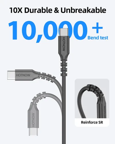 Vista 5 de Cable corto USB C a USB C de 0.5 pies, paquete de 3, cable de carga rápida