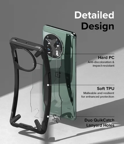 Vista 7 de Funda Ringke para OnePlus 11 5G [Fusion-X Negro] Parachoques aumentados, agarre cómodo, antideslizante, resistente, cubierta protectora a prueba