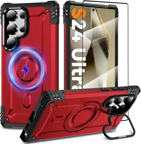Vista 19 de Funda magnética para Samsung Galaxy S25+ Plus/Galaxy S24+ Plus [Soporte de anillo de cámara integrado] [Protector de pantalla]