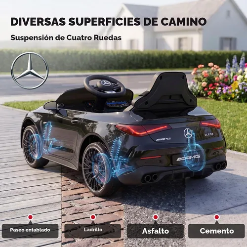 Vista 7 de Qaba Coche eléctrico de 12 V con licencia Mercedes AMG CLE 53 Ride On Car Negro