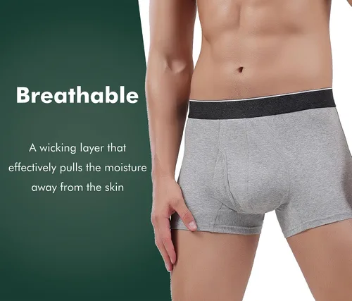 Vista 4 de AIRCUTE Ropa interior para hombre con incontinencia orina, apertura frontal, absorbente, a prueba de fugas, para goteo de fugas (S, negro)