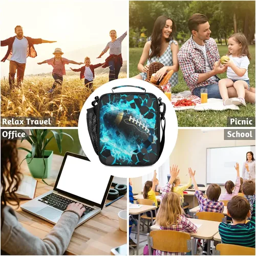 Vista 8 de Lonchera para niños – Lonchera aislada a prueba de fugas para niños y niñas, bolsa de almuerzo portátil para escuela, trabajo, picnic con correa
