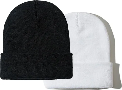Vista 9 de PFFY 2 Packs Unisex Beanie Hats for Men Women Knit Winter Beanies