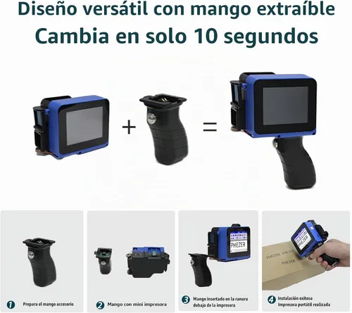 Vista 2 de Impresora de inyección de tinta mini de mano Phezer PC11 para superficie plana y curva, con pantalla táctil y cartucho de tinta de secado rápido