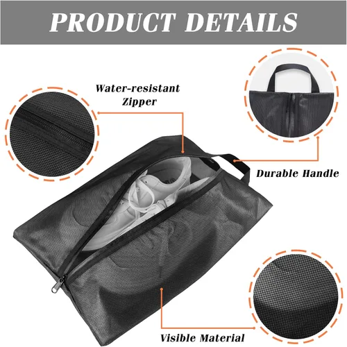 Vista 2 de Moyad Bolsa para zapatos de viaje para hombres y mujeres, paquete de 2 bolsas grandes XXL para zapatos con cremallera, organizador de zapatos, bolsa