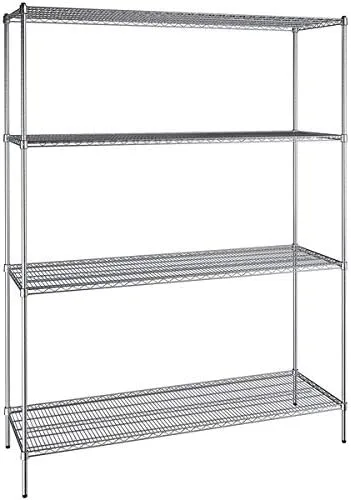 Vista 151 de Kit de 4 estantes de epoxi verde NSF de 21 x 72 pulgadas con postes de 86 pulgadas, estantería de almacenamiento resistente, kit de estantería
