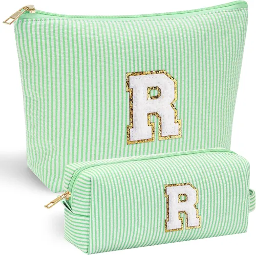 Vista 85 de YOOLIFE Regalos del Día de la Madre para Mujeres, Bolsa de Maquillaje con Iniciales, Bolsa de Maquillaje para Viaje, Bolsa de Maquillaje Negro