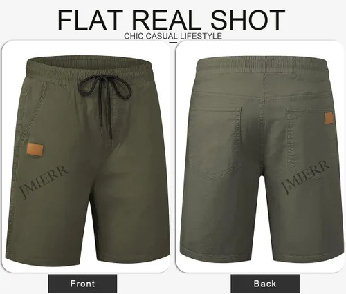 Vista 5 de JMIERR - Pantalones cortos informales para hombre, pantalones cortos de golf, pantalones chinos con cordón, de tela de sarga elástica, para verano