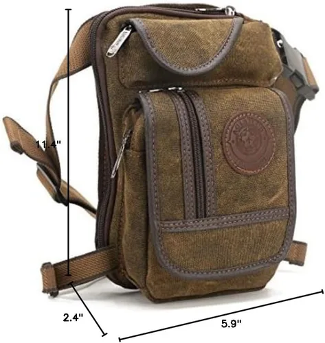 Vista 8 de Canvas Drop Leg Bag Outdoor Waist Pack for Men Women Tactical Military Motorcycle Bike Cycling Multi-Pocket Waist Fanny Pouch Travel Hiking Climbing