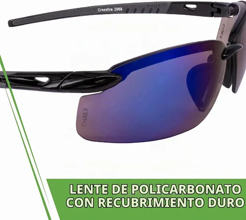 Vista 7 de Crossfire ES5 Gafas de Seguridad Premium, Marco Ultraligero y Pieza Nasal Ajustable Lente de espejo azul 0 dioptrías