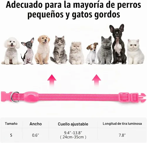 Vista 5 de Collares de perro con luz Visinite para perros pequeños, collar de perro LED recargable, collar de perro iluminado totalmente ajustable, collares