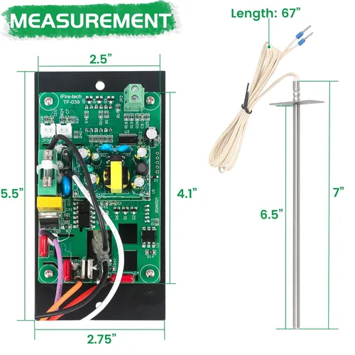 Vista 7 de Panel de control de repuesto para Traeger BAC236 Controlador Digital Elite Termostato BAC365 Ahumador de pellets de madera con sensor de sonda