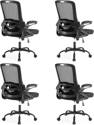 Vista 14 de Silla de Oficina Ergonómica, Silla de Escritorio con Soporte Lumbar Ajustable, Sillas de Computadora Cómodas de Malla Transpirable con Reposabrazos
