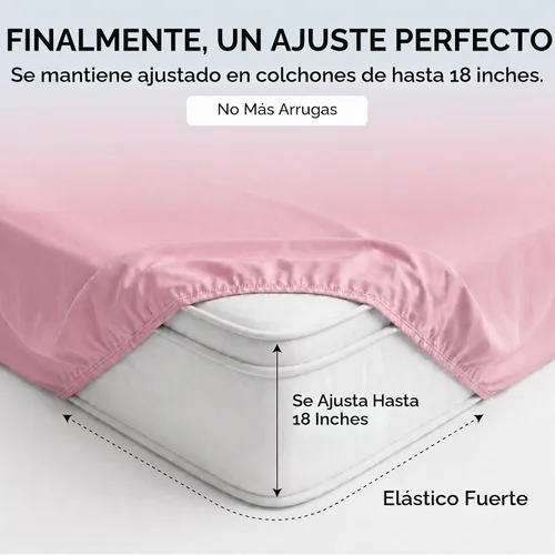 Vista 4 de Twin Sheet Set, 500 TC Single-Ply Cotton Sateen, 3-Piece, Blush
