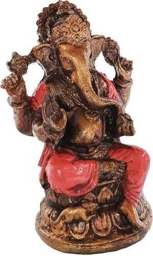 Vista 20 de Ganesha - Cabeza de elefante y cuerpo humano que elimina obstáculos del camino de uno, decoración de dormitorio, oficina en casa, estatua Rojo
