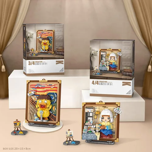 Vista 6 de MEIEST Mini bloques de construcción lindo juego de modelo de pintura 3D, colección creativa de estereografía de partículas de simulación