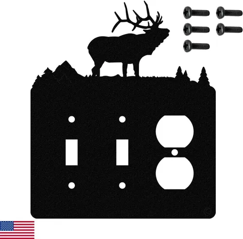 Vista 15 de Solitary Elk - Placa de pared dúplex individual (potencia única, negro)
