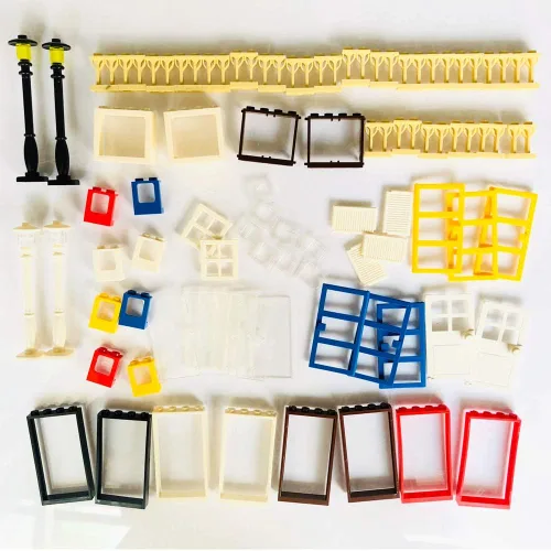 Vista 2 de Bloques de construcción de juguetes para ventanas y puertas Lego, 82 piezas, compatible con LEGO House para ventanas y puertas, bloques de regalo