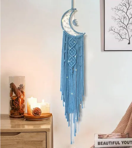 Vista 15 de Atrapasueños Atrapasueños de Luna con Luz, Atrapasueños Negro para Niñas y Niños, Decoración de Pared de Dormitorio, Decoración de Navidad