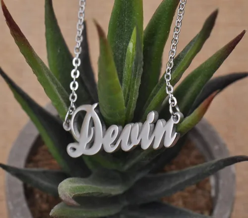 Vista 6 de GR859C Collar de plata con nombre inicial hecho a medida para regalos para novia