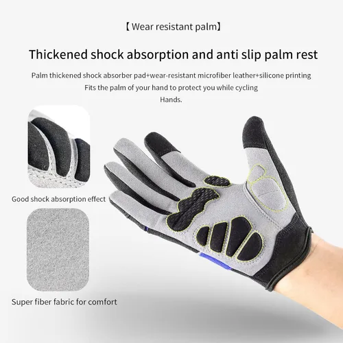 Vista 5 de KynciLOR Guantes de ciclismo para mujer y hombre, guantes de ciclismo con dedos para pantalla táctil y almohadillas de palma con silicona