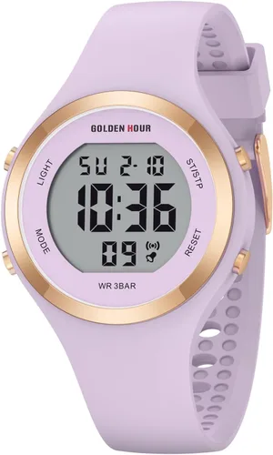 Vista 13 de GOLDEN HOUR Reloj deportivo impermeable para mujer con cronógrafo digital y correa de silicona