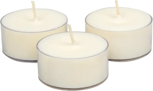 Vista 3 de Soy Tealight Candles - Velas sin aroma, color natural, con base transparente con 6 a 8 horas de encendido, Cera, 12-paquete