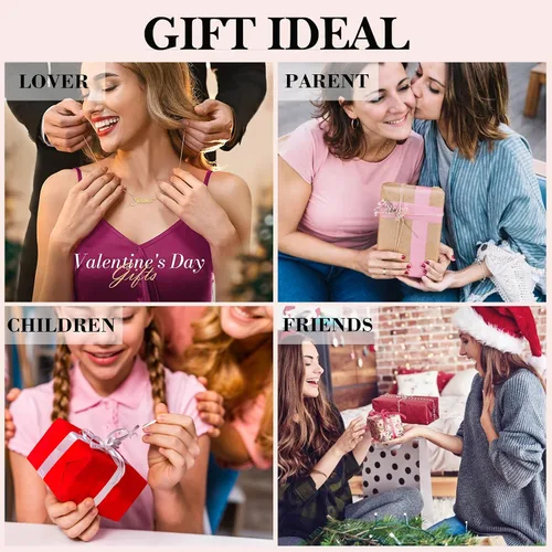Vista 6 de Juantao Collar personalizado con nombre chapado en oro de 18 quilates con corazón regalos personalizados para mujeres, adolescentes y niñas, Metal