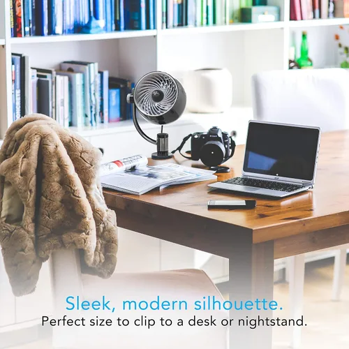 Vista 3 de Ventilador Circulador de Aire Personal Vornado Pivot3 con Clip, con Clip Multisuperficie, Ventilador Portátil Silencioso para Oficina o Dormitorio