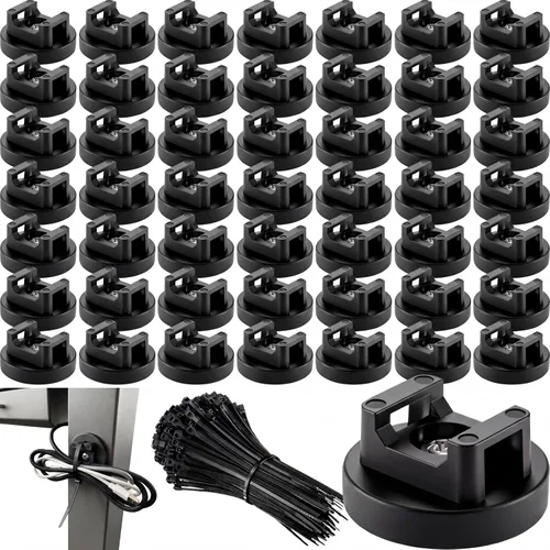 Vista 12 de Yookeer 120 piezas de soporte magnético para cables, multiusos, bases magnéticas de gestión de cables con cremallera resistente, montaje de bridas
