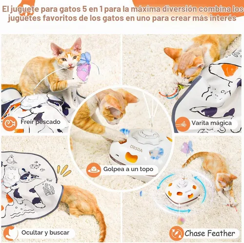 Vista 2 de ORSDA Juguetes para gatos de interior, 5 en 1, juguetes automáticos interactivos para gatitos, juguetes eléctricos recargables para ocultar