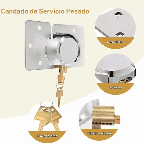 Vista 3 de 2 Pack de Candado para Puerta de Furgoneta con Llaves Iguales, Candado Resistente de Acero Sólido de 73MM, Candado de Seguridad para Cobertizo