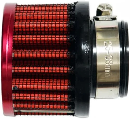 Vista 4 de Meriton Abrazadera de goma universal para coche de 25 mm 1" con filtro de aire de entrada con abrazadera ajustable (Rojo)