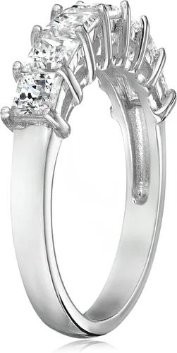 Vista 2 de Tienda Essentials Anillo de plata esterlina chapada en platino con circonita cúbica de corte princesa Infinite Elements (1 cttw, 2 cttw, o 3 cttw)
