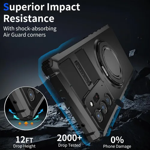Vista 6 de Funda magnética para Samsung Galaxy Note 20 Ultra compatible con carga inalámbrica MagSafe, con 1 protector de pantalla, anillo de soporte integrado