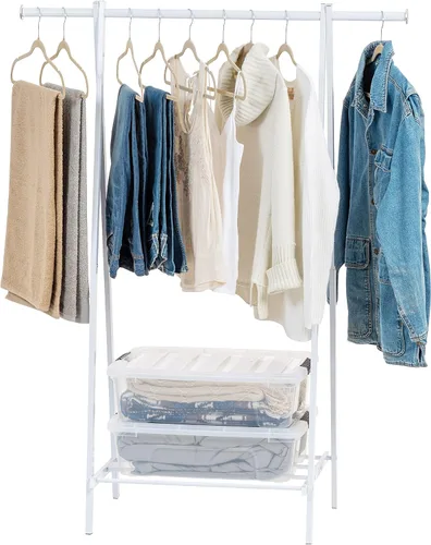 Vista 9 de Iris USA Perchero de metal de pie, blanco Adds storage space for clothing, shoes, and accessories with an open design