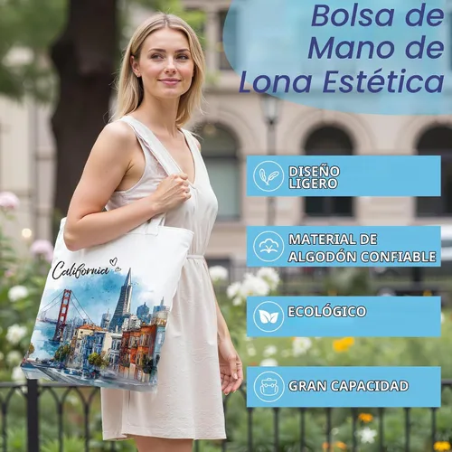 Vista 4 de Bolsa de algodón para mujer, regalos de recuerdos, bolsas de tela reutilizables, regalos de diseño artístico de acuarela