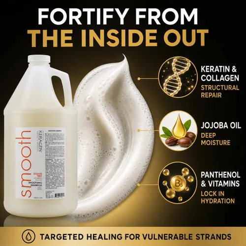 Vista 3 de KERAGEN Champú suavizante sin sulfato – Queratina, colágeno, pantenol y aceite de jojoba para cabello teñido y dañado Barra trasera de salón y uso