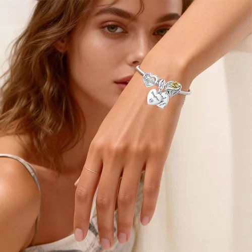 Vista 2 de Abalorios Dalaran de plata de ley 925 para madre, hija y hermana, colgante de cuentas para collar o pulsera de amuletos