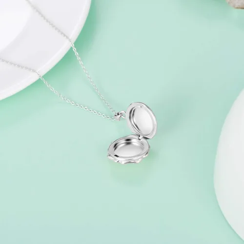 Vista 5 de Sunflower Locket That Hold Pictures 925 Sterling Silver Flower Necklace Sunshine Rose Flower Pendant Necklace for Women