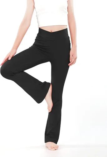 Vista 5 de HASMES Leggings acampanados para niñas, pantalones de yoga con cintura alta, pantalones casuales de baile, pantalones deportivos para niños