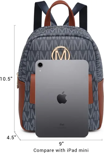 Vista 6 de MKP - Mochila pequeña para mujer, bolso de hombro con borla y dije, Azul oscuro, Mochilas Daypack