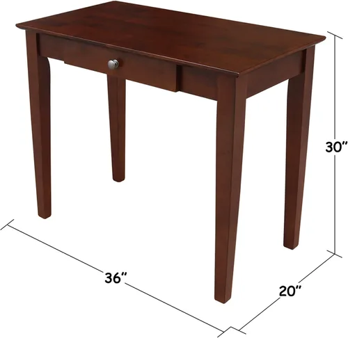 Vista 3 de IC International Concepts, Mesa de escritura, madera auténtica maciza, madera de parawood resistente, espresso