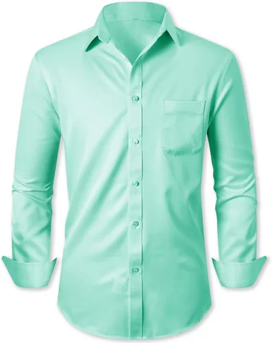Vista 4 de Cromoncent Conjunto de camisa de vestir de manga larga para hombre y corbata con corbata y pañuelo a juego