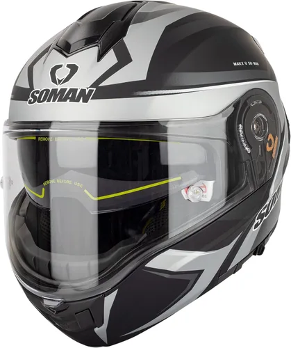 Vista 10 de Casco modular de motocicleta abatible de doble visera para hombre, aprobado por puntos 965