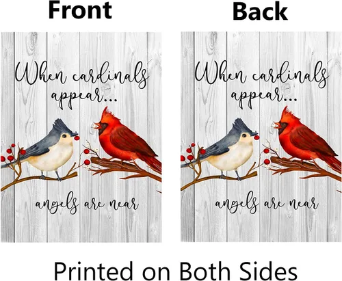 Vista 3 de Cardinals Appear - Bandera de jardín de 12 x 18 pulgadas, decoración de doble cara para el Día de los Caídos Cuando los Cardenales Aparecen Los