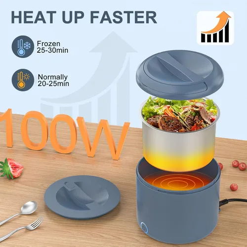 Vista 3 de Herrfilk Fiambrera Eléctrica Calentadora de Alimentos, 1.2L/41oz Fiambreras Térmicas para Adultos, Calentador de Alimentos Portátil de 12V/24V/110V