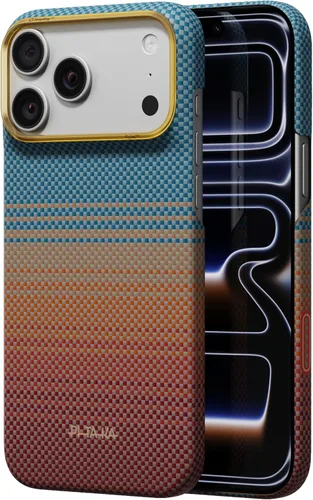 Vista 27 de pitaka Funda para iPhone Pro de 6.3" con sensación sin funda, azul abismo Abyss Blue (Argyle)