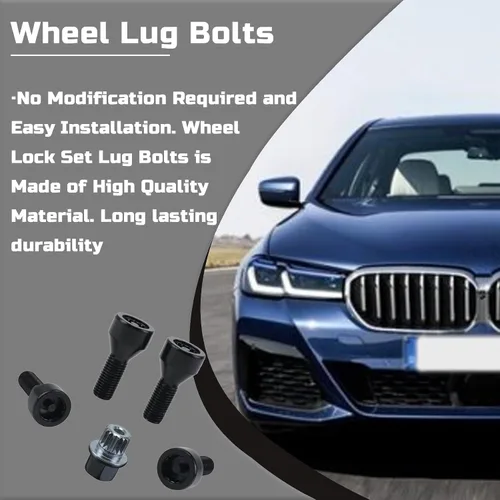 Vista 6 de M12 x 0.059 in Juego de pernos y tuerca de bloqueo de rueda para BMW 328i 525i 525xi 528i M3 M5 36136786419