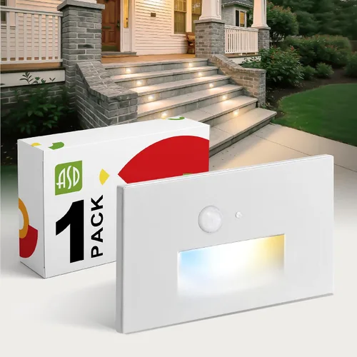Vista 28 de ASD Lámpara LED Empotrada para Escalones, Iluminación de Peldaños para Escaleras de Exterior e Interior 3CCT, Regulable, Impermeable, Listado ETL
